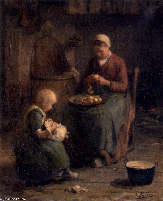 WikiOO.org – 美術百科全書 - 繪畫，作品 Evert Pieters - 母亲和女儿
