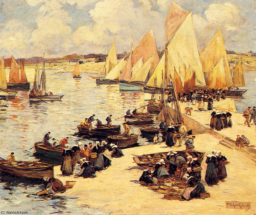Wikioo.org – La Enciclopedia de las Bellas Artes - Pintura, Obras de arte de Fernand Marie Eugene Legout Gerard - Un puerto francés