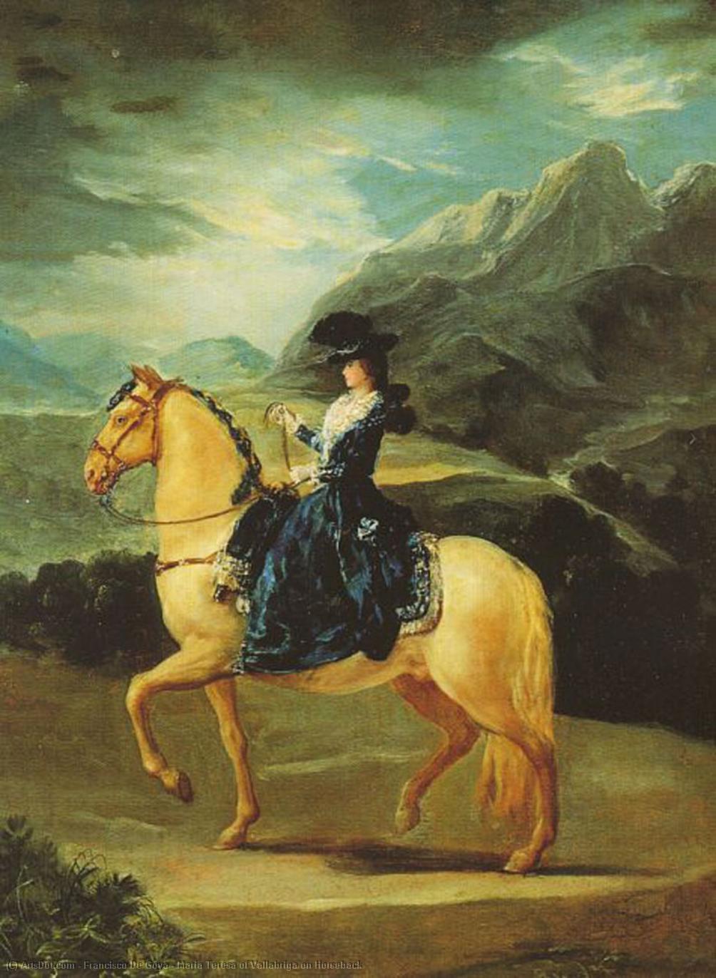 Wikioo.org – La Enciclopedia de las Bellas Artes - Pintura, Obras de arte de Francisco De Goya - maría teresa de vallabriga en  caballo