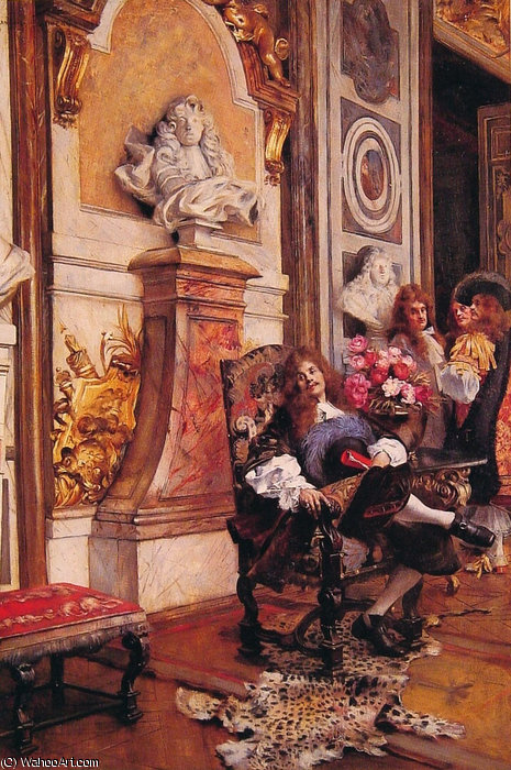 Wikioo.org - Bách khoa toàn thư về mỹ thuật - Vẽ tranh, Tác phẩm nghệ thuật Francois Flameng - Moliere Demanding an Audience with King Louis XIV at Versailles