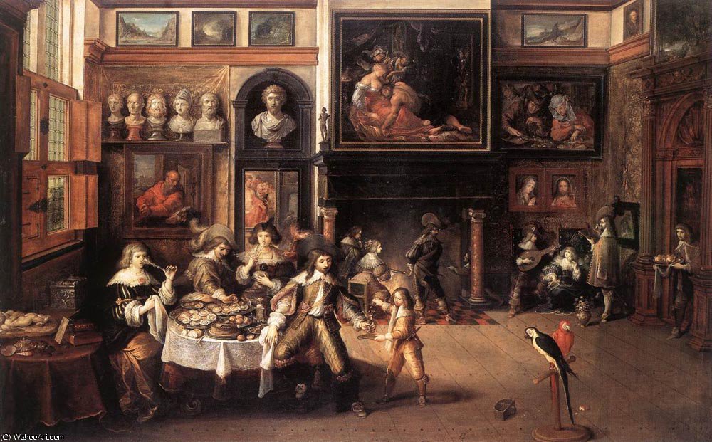 Wikioo.org - The Encyclopedia of Fine Arts - Painting, Artwork by Frans Francken The Younger - Supper At The House Of Burgomaster Rockox