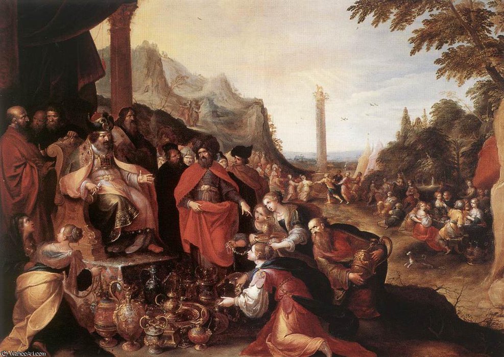Wikioo.org - The Encyclopedia of Fine Arts - Painting, Artwork by Frans Francken The Younger - Worship Of The Golden Calf