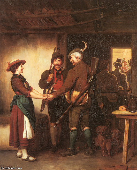 WikiOO.org - Енциклопедія образотворчого мистецтва - Живопис, Картини
 Franz Von Defregger - Abschied der jager