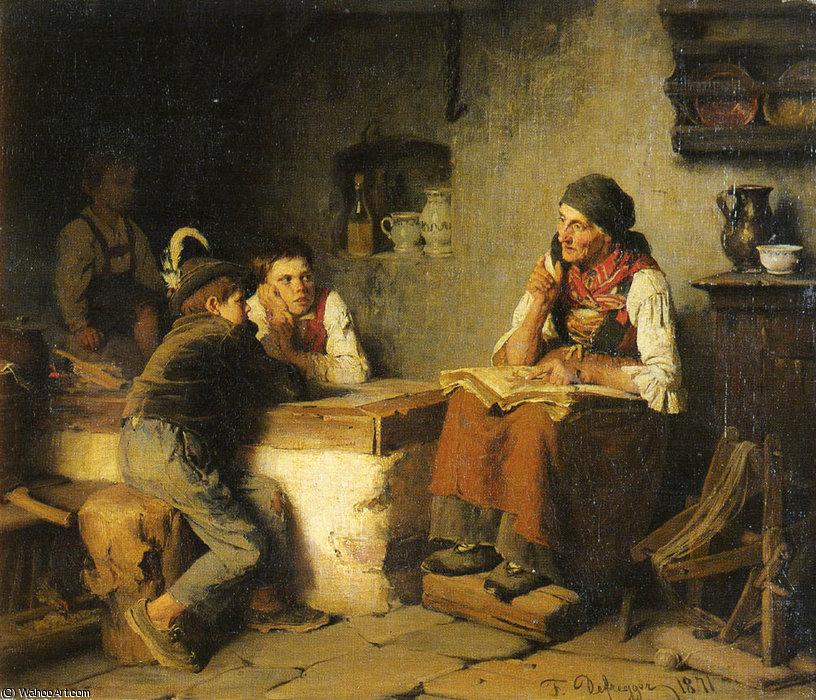 Wikioo.org - The Encyclopedia of Fine Arts - Painting, Artwork by Franz Von Defregger - Die marchenerzahlerin