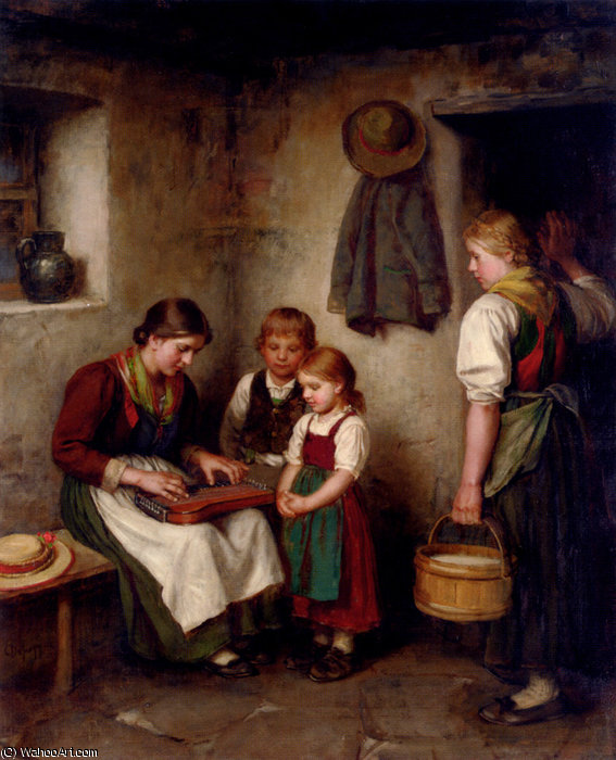 Wikioo.org - The Encyclopedia of Fine Arts - Painting, Artwork by Franz Von Defregger - The music lesson