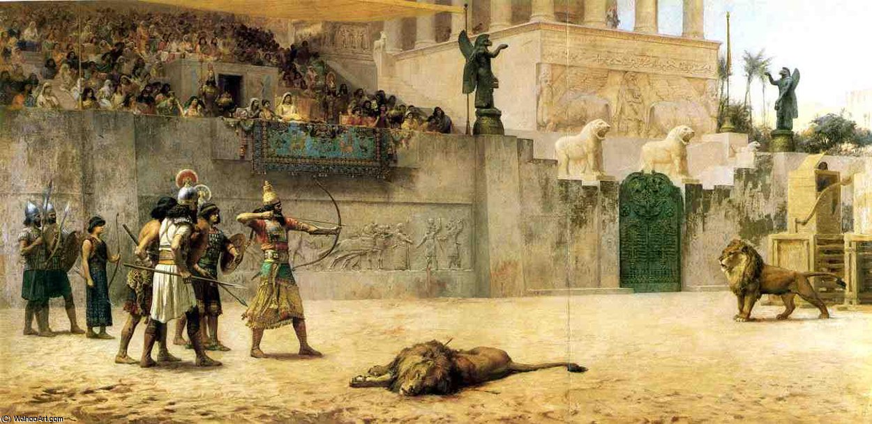 Wikioo.org - The Encyclopedia of Fine Arts - Painting, Artwork by Frederick Arthur Bridgman - The Diversion of an Assyrian King