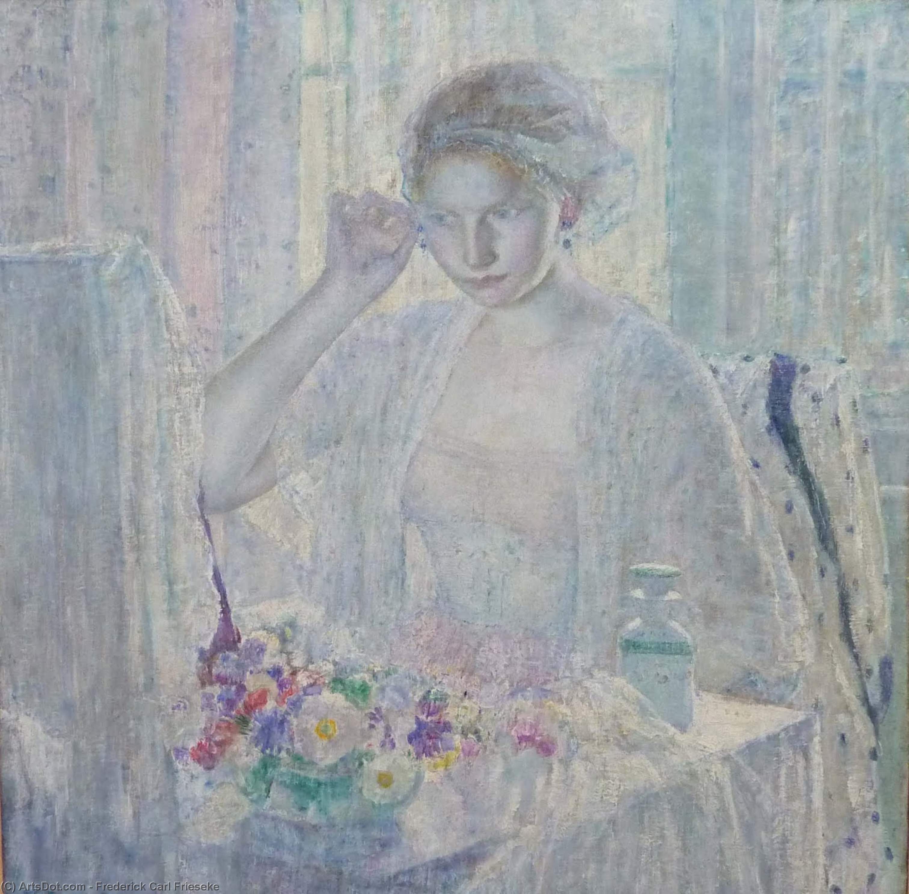WikiOO.org - Encyclopedia of Fine Arts - Maľba, Artwork Frederick Carl Frieseke - Girl with Earrings