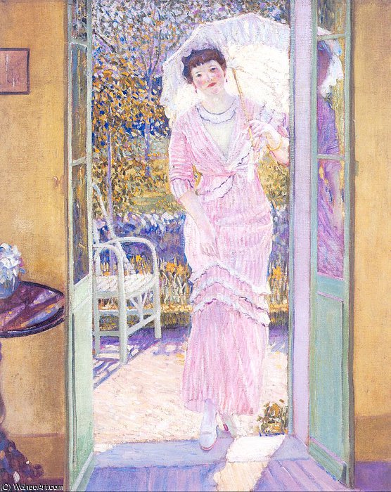 WikiOO.org - אנציקלופדיה לאמנויות יפות - ציור, יצירות אמנות Frederick Carl Frieseke - In the Doorway Good Morning