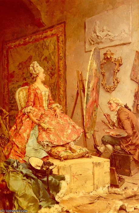 Wikioo.org – L'Encyclopédie des Beaux Arts - Peinture, Oeuvre de Frederick Hendrik Kaemmerer - Assis pendant son portrait