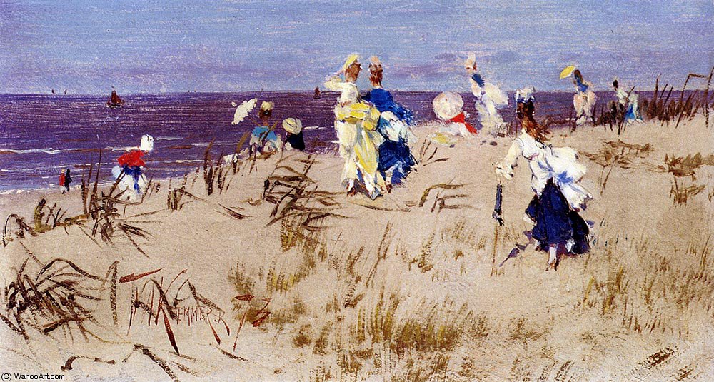 Wikioo.org – L'Encyclopédie des Beaux Arts - Peinture, Oeuvre de Frederick Hendrik Kaemmerer - élégant femmes  sur  la  plage