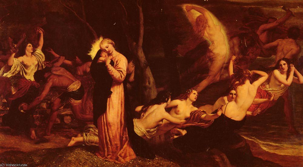 WikiOO.org - אנציקלופדיה לאמנויות יפות - ציור, יצירות אמנות Frederick Richard Pickersgill - Flight of the pagan deities