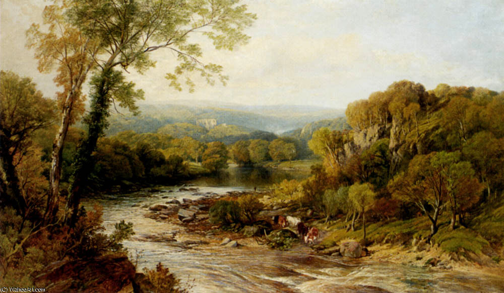 Wikioo.org - The Encyclopedia of Fine Arts - Painting, Artwork by Frederick William Hulme - Barden tower onj the wharfe yorkshire