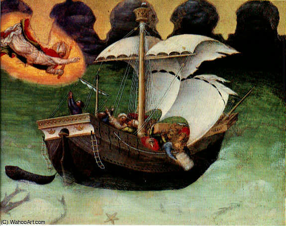 Wikioo.org - The Encyclopedia of Fine Arts - Painting, Artwork by Gentile Da Fabriano - Quaratesi altarpiece storm tossed ship