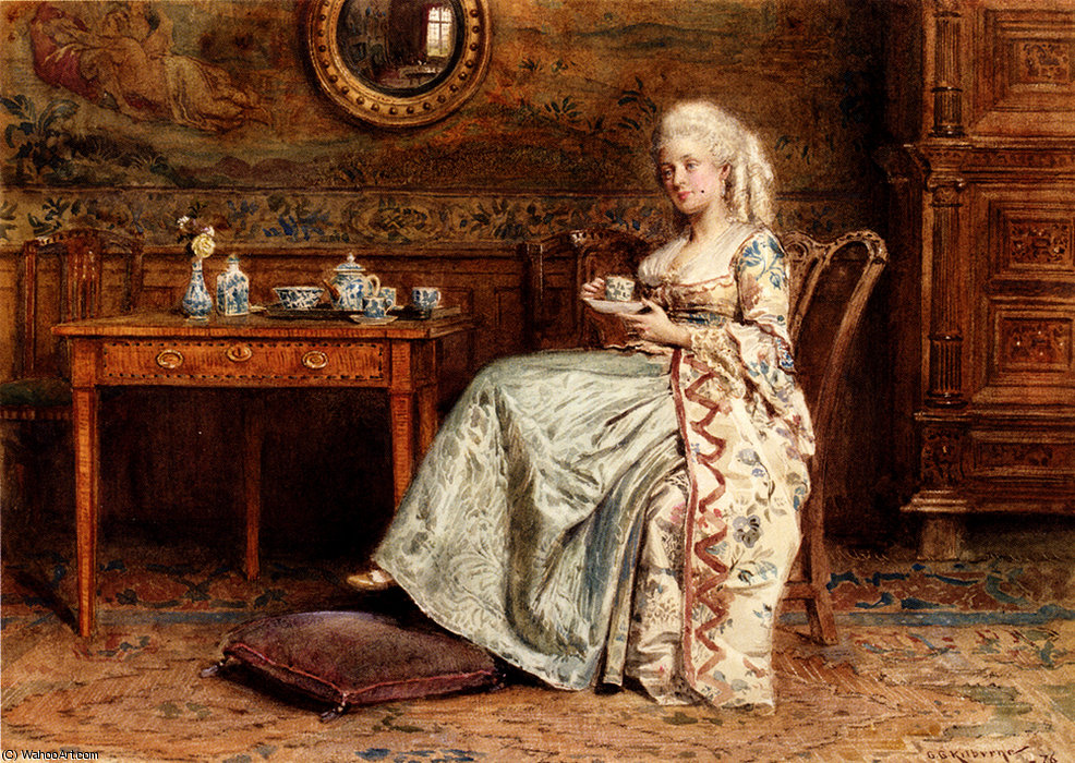 WikiOO.org - Encyclopedia of Fine Arts - Malba, Artwork George Goodwin Kilburne - Taking tea