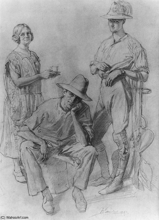 WikiOO.org - Encyclopedia of Fine Arts - Maleri, Artwork George Lambert - Mrs Lambert Mr Gorodon and Mr Snekker