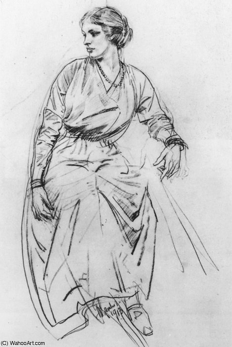Wikioo.org - The Encyclopedia of Fine Arts - Painting, Artwork by George Lambert - Seated Woman drawing