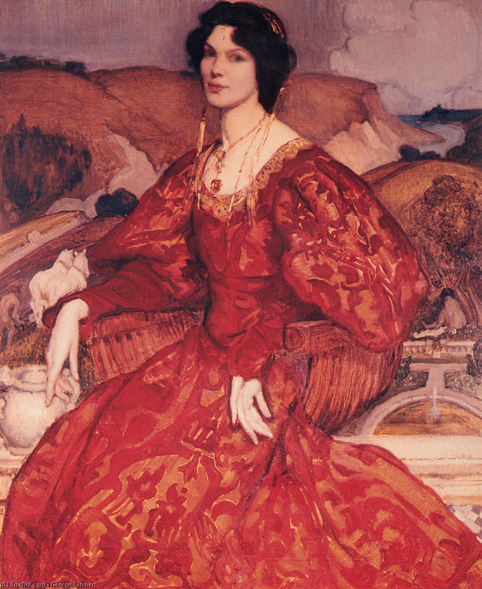 Wikioo.org - The Encyclopedia of Fine Arts - Painting, Artwork by George Lambert - Sybil Walker in Red and Gold Dress