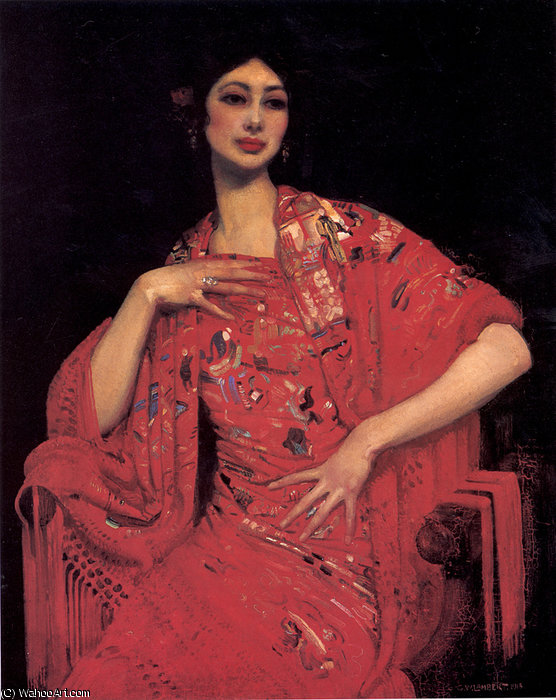 Wikioo.org - The Encyclopedia of Fine Arts - Painting, Artwork by George Lambert - The red shawl
