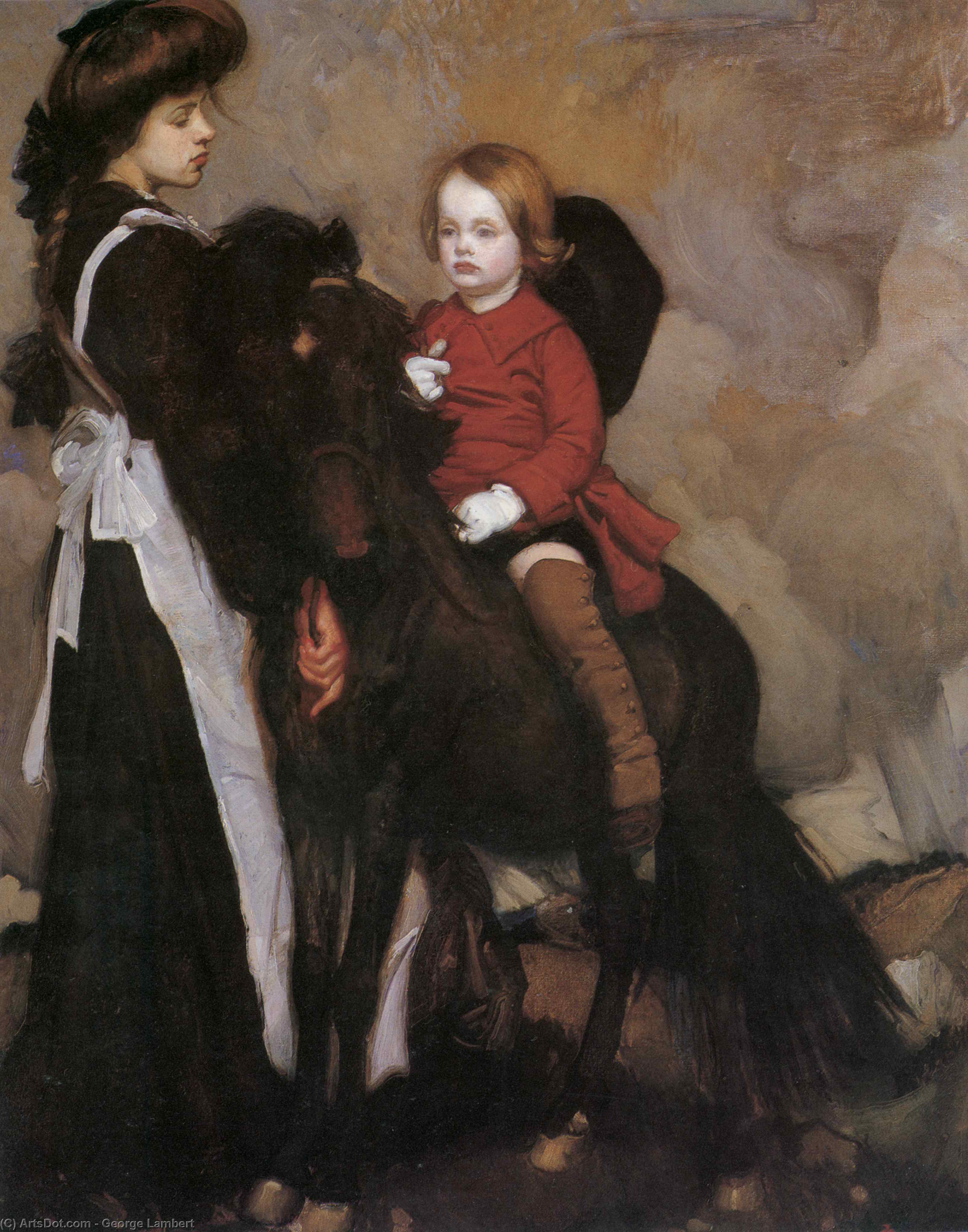 WikiOO.org - Encyclopedia of Fine Arts - Maleri, Artwork George Lambert - Lmabert Equestrian Portrait of a Boy