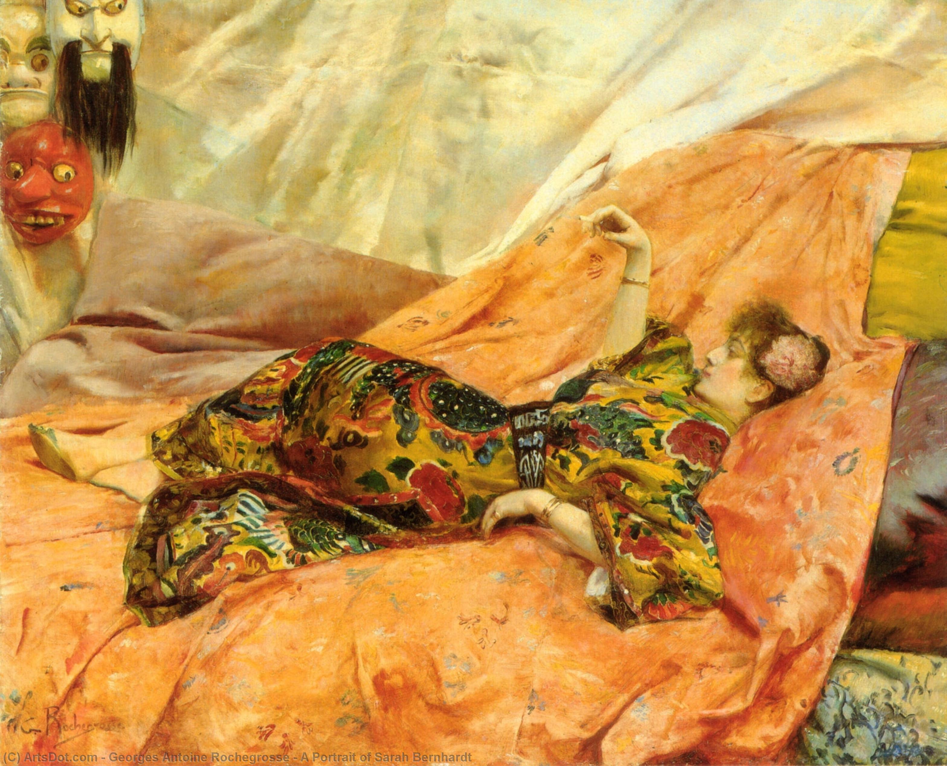 Wikioo.org - The Encyclopedia of Fine Arts - Painting, Artwork by Georges Antoine Rochegrosse - A Portrait of Sarah Bernhardt