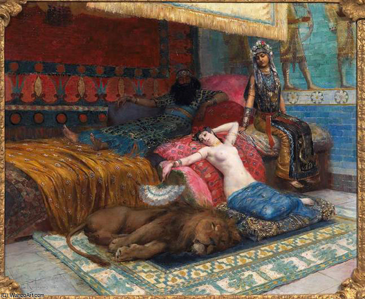 Wikioo.org – L'Encyclopédie des Beaux Arts - Peinture, Oeuvre de Georges Antoine Rochegrosse - L-esclave et le lion
