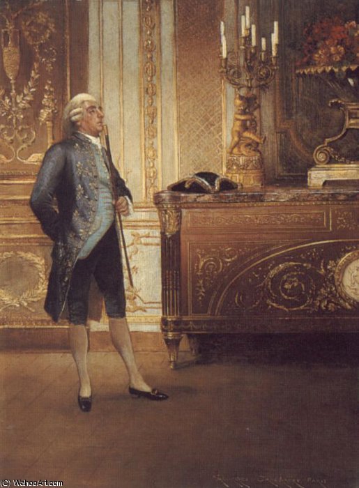 Wikioo.org - The Encyclopedia of Fine Arts - Painting, Artwork by Georges Croegaert - A gentleman wainting in an interior