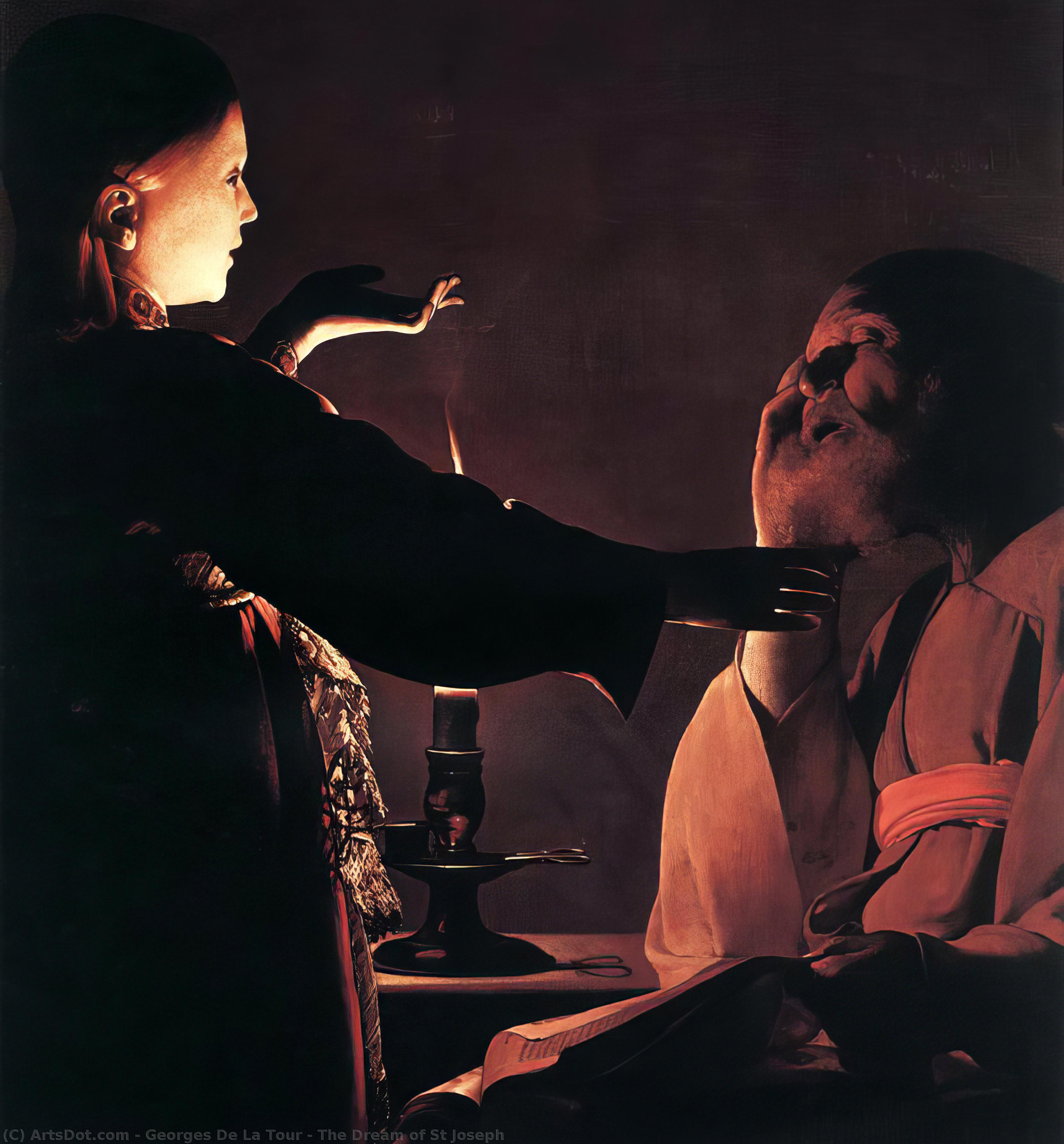 WikiOO.org - Encyclopedia of Fine Arts - Maleri, Artwork Georges De La Tour - The Dream of St Joseph
