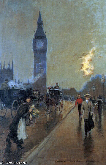 WikiOO.org - Encyclopedia of Fine Arts - Schilderen, Artwork Georges Stein - A View of Big Ben London