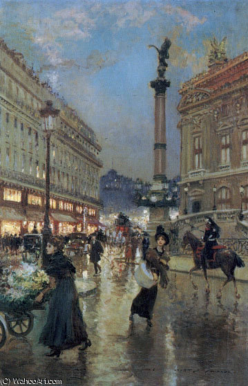 Wikioo.org - The Encyclopedia of Fine Arts - Painting, Artwork by Georges Stein - A View of the Opera House Paris