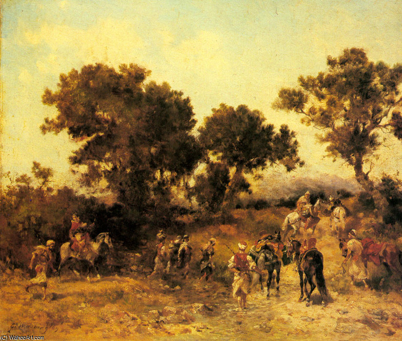 Wikioo.org - The Encyclopedia of Fine Arts - Painting, Artwork by Georges Washington - An arab hunting party
