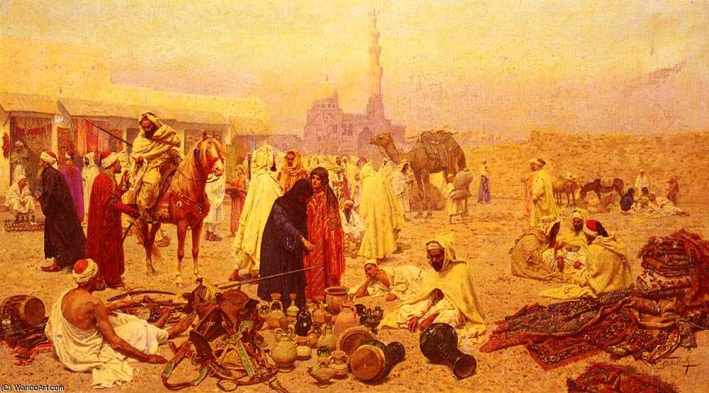 Wikioo.org - Die Enzyklopädie bildender Kunst - Malerei, Kunstwerk von Giulio Rosati - Giulo einem arabischen Markt
