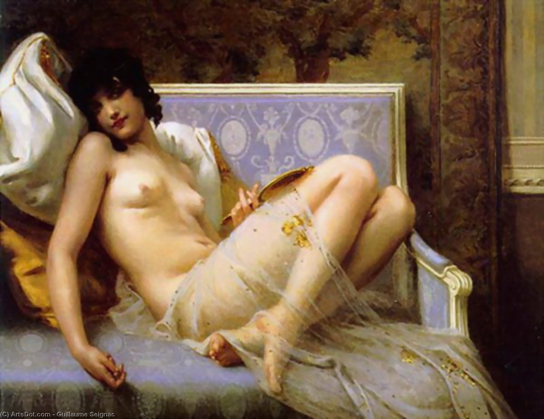 Wikioo.org – La Enciclopedia de las Bellas Artes - Pintura, Obras de arte de Guillaume Seignac - Jeune femme denudee sur canapé