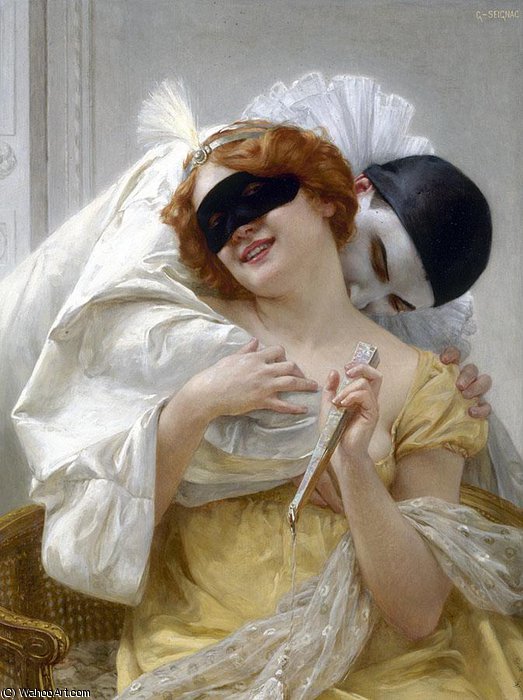 Wikioo.org – L'Encyclopédie des Beaux Arts - Peinture, Oeuvre de Guillaume Seignac - Pierrots embrassent