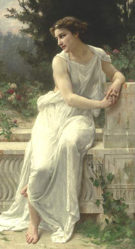 Wikioo.org - The Encyclopedia of Fine Arts - Painting, Artwork by Guillaume Seignac - Young woman of pompeii on a terrace