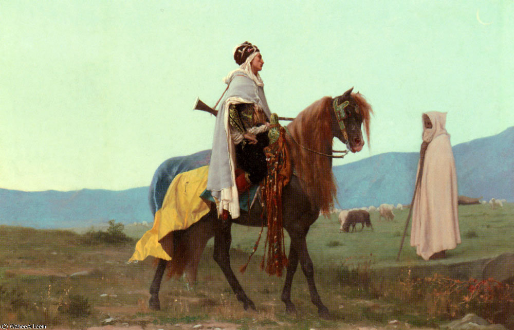 Wikioo.org - The Encyclopedia of Fine Arts - Painting, Artwork by Gustave Clarence Rodolphe Boulanger - Rudolphe an arab horseman
