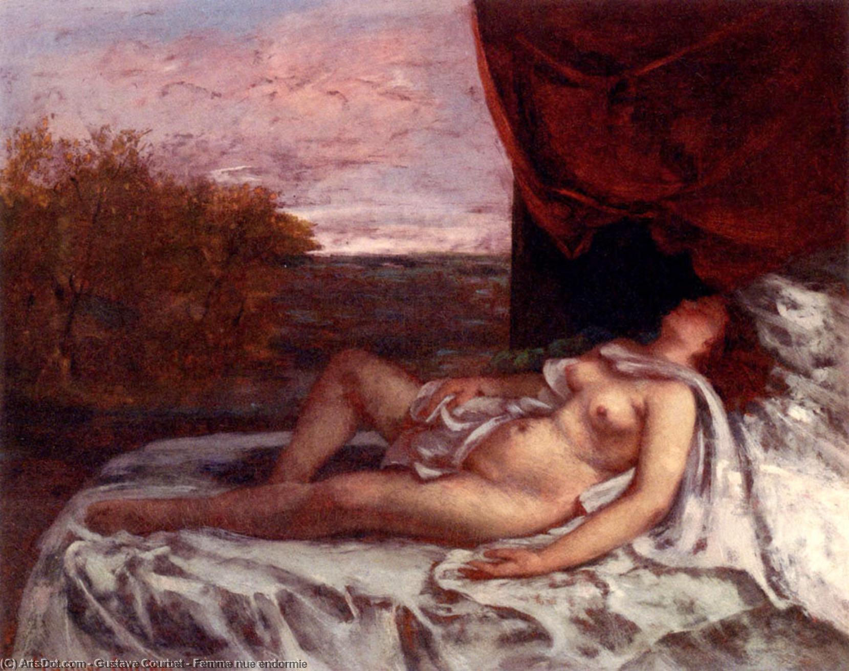 WikiOO.org - 백과 사전 - 회화, 삽화 Gustave Courbet - Femme nue endormie