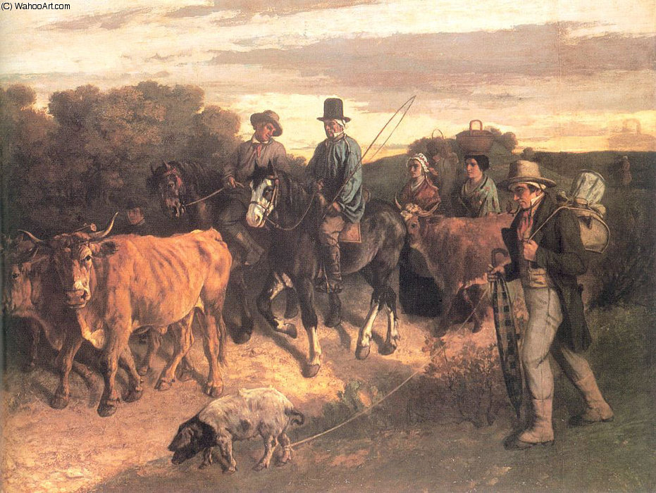 Wikioo.org – L'Enciclopedia delle Belle Arti - Pittura, Opere di Gustave Courbet - i contadini di flagey tornando dalla fiera Ornans