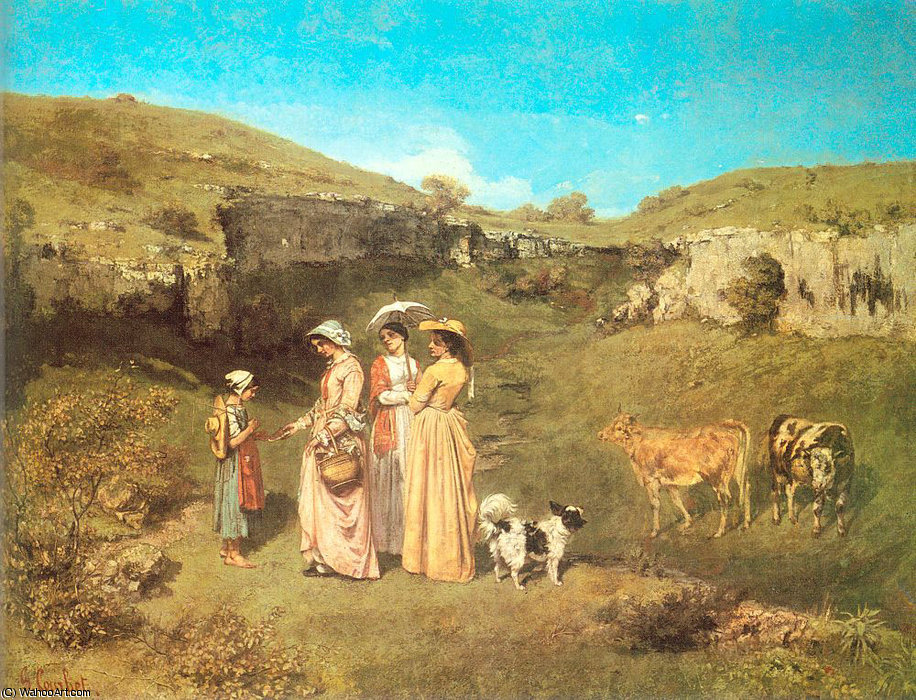 WikiOO.org - Εγκυκλοπαίδεια Καλών Τεχνών - Ζωγραφική, έργα τέχνης Gustave Courbet - The Young Ladies of the Village