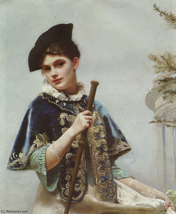 Wikioo.org - The Encyclopedia of Fine Arts - Painting, Artwork by Gustave Jean Jacquet - A Portrait of a Noble Lady