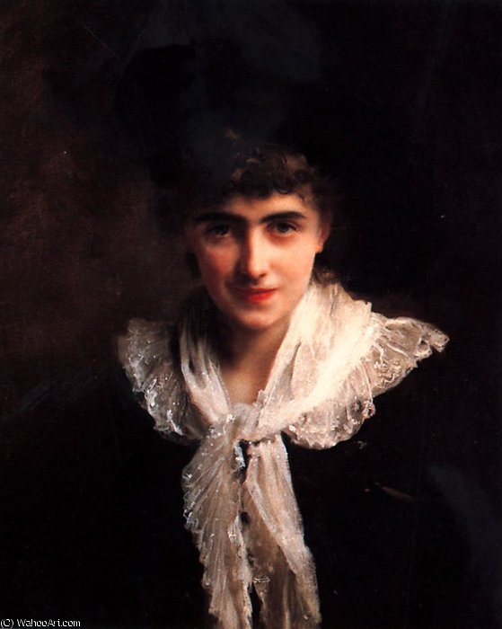 Wikioo.org – La Enciclopedia de las Bellas Artes - Pintura, Obras de arte de Gustave Jean Jacquet - Retrato de una dama