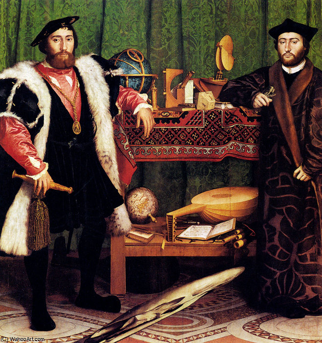 Wikoo.org - موسوعة الفنون الجميلة - اللوحة، العمل الفني Hans Holbein The Younger - French ambassadors