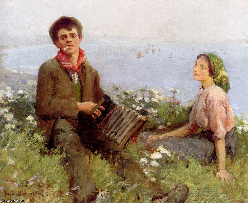 Wikioo.org - The Encyclopedia of Fine Arts - Painting, Artwork by Harold Harvey - Wayside minstrels