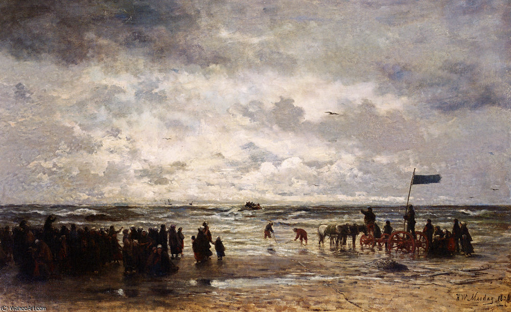 Wikioo.org - The Encyclopedia of Fine Arts - Painting, Artwork by Hendrik Willem Mesdag - Le depart du bateau de sauvetage