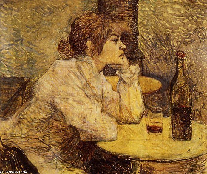 Wikoo.org - موسوعة الفنون الجميلة - اللوحة، العمل الفني Henri De Toulouse Lautrec - Hangover aka The Drinker