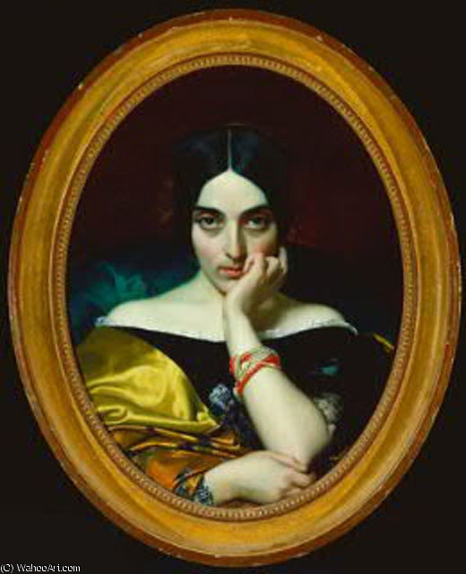 Wikioo.org - The Encyclopedia of Fine Arts - Painting, Artwork by Henri Lehmann - Portrait de Madame Alphonse Karr