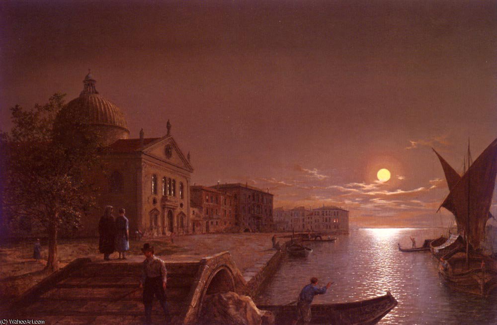 Wikioo.org - The Encyclopedia of Fine Arts - Painting, Artwork by Henry Pether - Moonlight in venice
