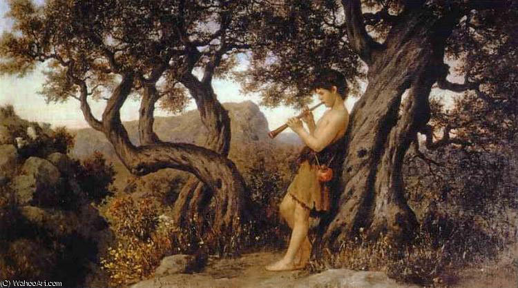 WikiOO.org - אנציקלופדיה לאמנויות יפות - ציור, יצירות אמנות Henryk Hector Siemiradzki - A shepherd playing flute