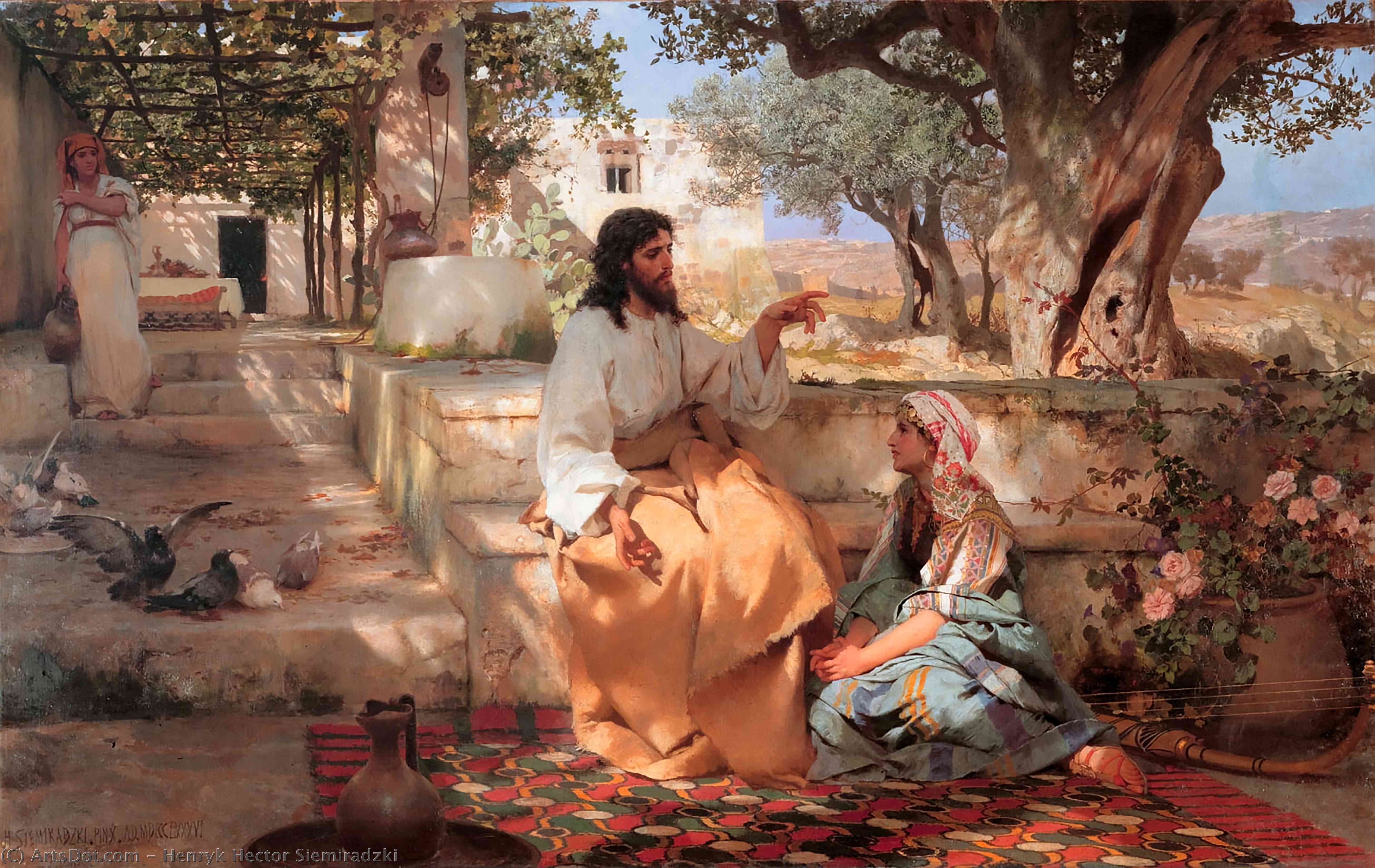 Wikioo.org - The Encyclopedia of Fine Arts - Painting, Artwork by Henryk Hector Siemiradzki - Christ in the House of Martha and Mary