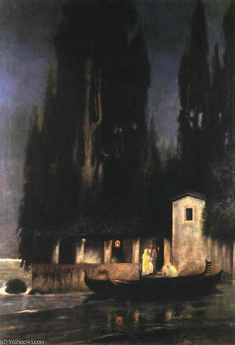 WikiOO.org - Encyclopedia of Fine Arts - Maleri, Artwork Henryk Hector Siemiradzki - Departure from an Island at Night