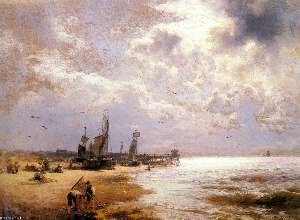 Wikioo.org - The Encyclopedia of Fine Arts - Painting, Artwork by Herman Herzog - n Fishing Scenes Pic